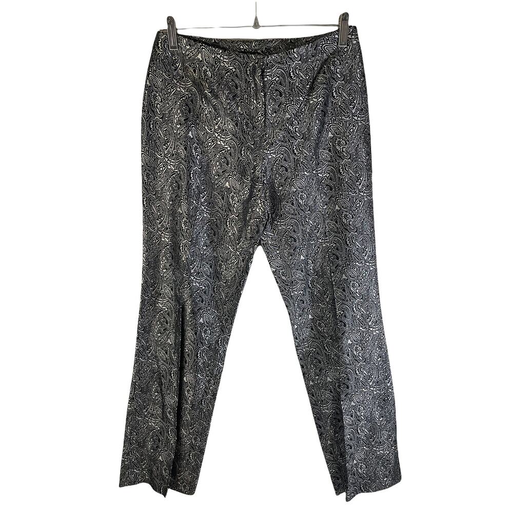 VTG INC Petite Silk Blend Cropped Paisley Trouser Pants Black Petite 8 Classy